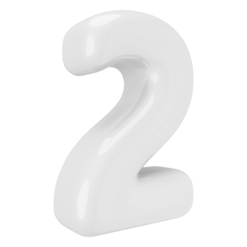 White 3D Number 2 png