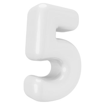 White 3D Number 5 png