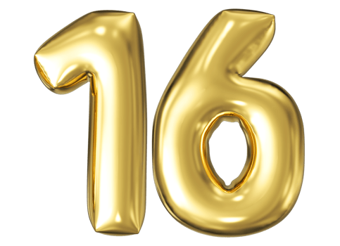 Gold Bubble Number 16 png