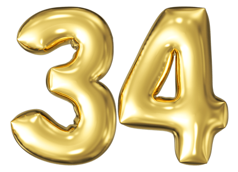 Gold Bubble Number 34 png