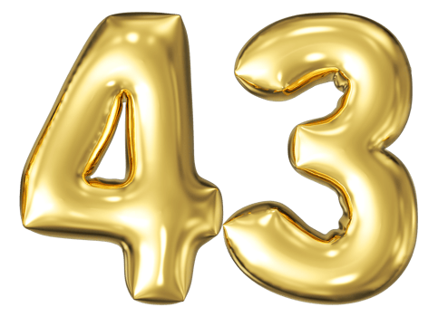 Gold Bubble Number 43 png
