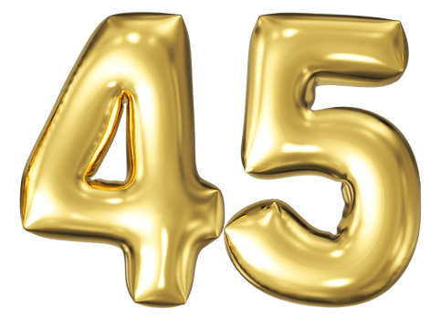 Gold Bubble Number 45 png