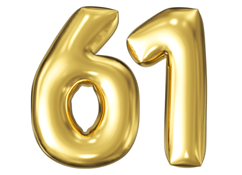 Gold Bubble Number 61 png