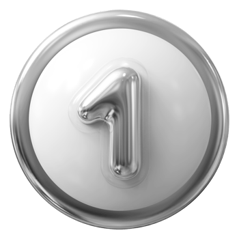 Silver 3D Number 1 png