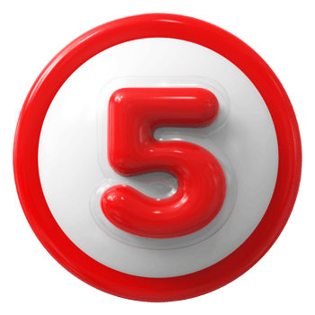 Red 3D Number 5 png