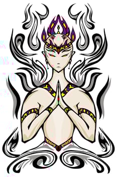 A character illustration of a goddess from heaven. Perfect for poster elements, cartoons, posters, banners, logos, stickers vector