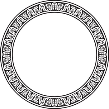 Vector monochrome black round classic renaissance ornament. Circle, ring european border, revival style frame.