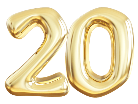 Gold 3d number 20 png
