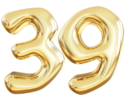 Gold 3d number 39 png