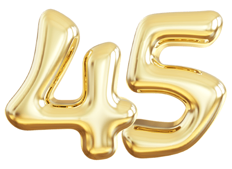 Gold 3d number 45 png