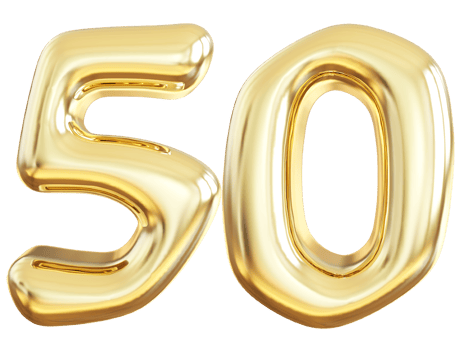 Gold 3d number 50 png