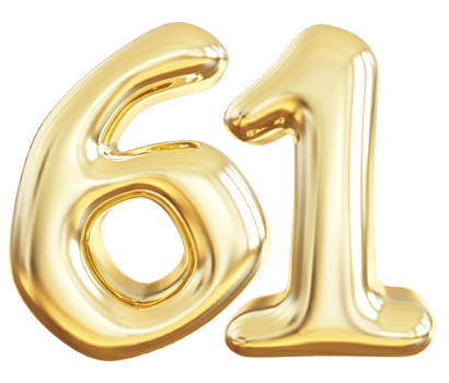 Gold 3d number 61 png