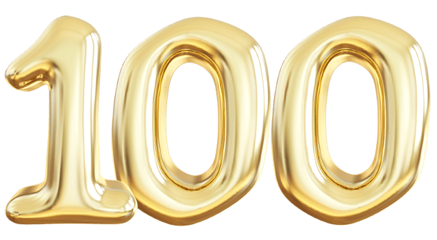 Gold 3d number 100 png