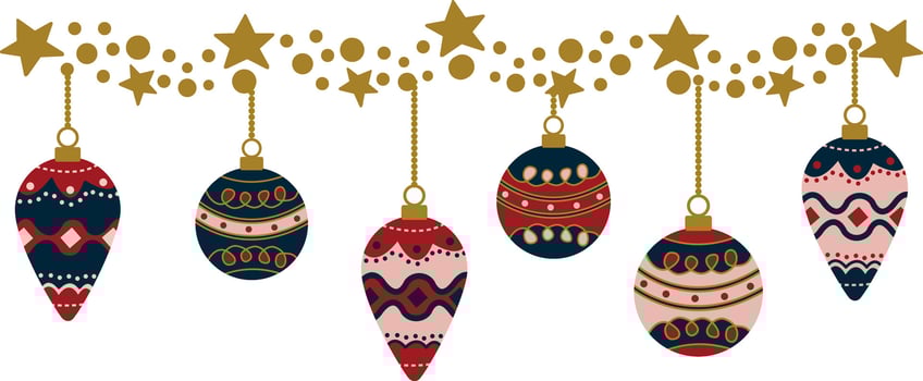 christmas hanging ball in star border frame vector