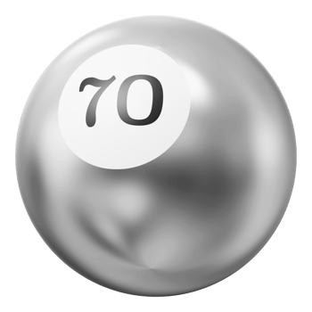 Ball Silver 3D Icon Number 70 png