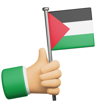 3d illustration hand holding national flag of palestine png