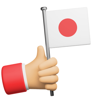 3d illustration hand holding national flag of japan png