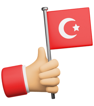 3d illustration hand holding national flag of turkey png