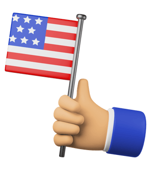 3d illustration hand holding national flag of united states america png