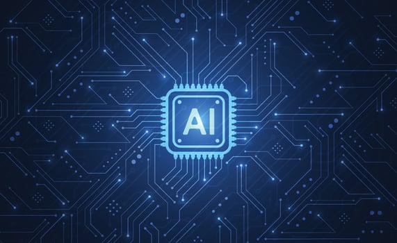 Artificial intelligence chipset on circuit board in futuristic concept technology artwork for web, banner, card, cover. Vector illustration