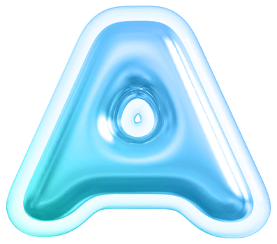 Blue letter A font 3d render png