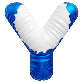 Blue letter Y font 3d render png