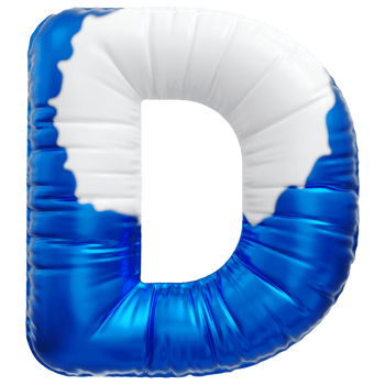 Blue letter D font 3d render png
