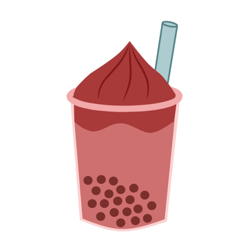 Red velvet boba drink illustration png