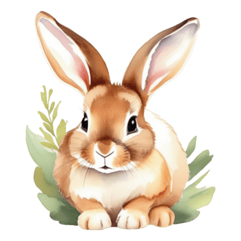 Cute rabbit watercolor illustration clipart png