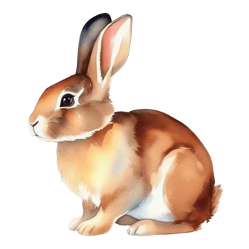 Cute rabbit watercolor illustration clipart png
