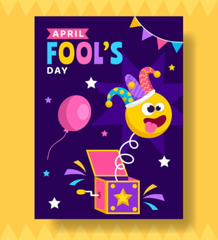 April Fools Day Vertical Poster Flat Cartoon Hand Drawn Templates Background Illustration vector