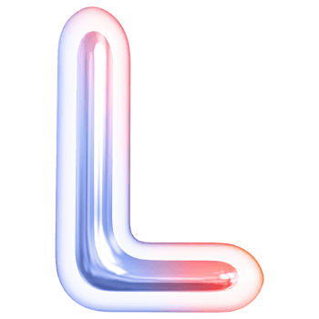 Gradient bubble letter L font 3d render png