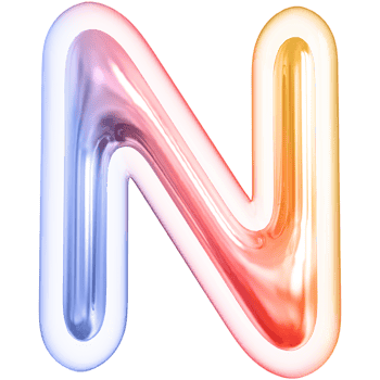 Gradient bubble letter N font 3d render png