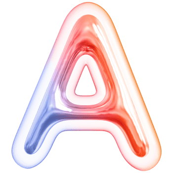 Gradient bubble letter A font 3d render png