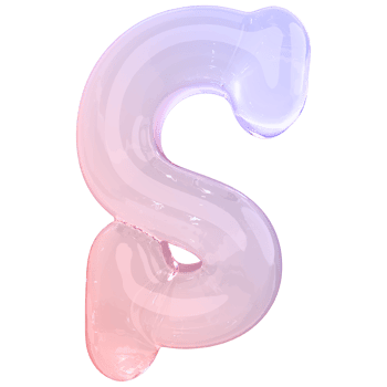 Gradient bubble letter S font 3d render png