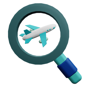 3 D illustration of searching flight status png