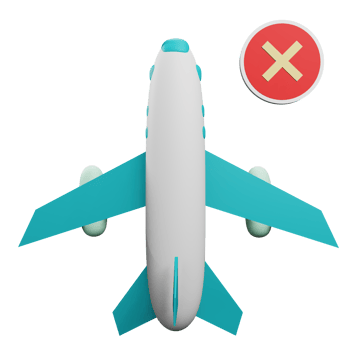 3 D illustration of cancelled flight status icon png