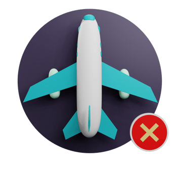 3 D illustration of cancelled flight status icon png