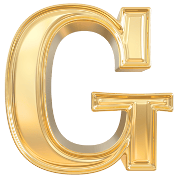 Gold letter G font 3d render png