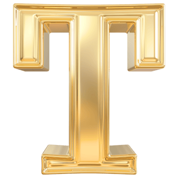Gold letter T font 3d render png