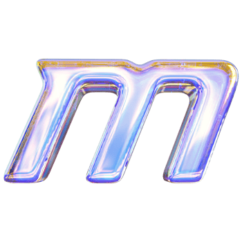 Gradient letter M font 3d render png