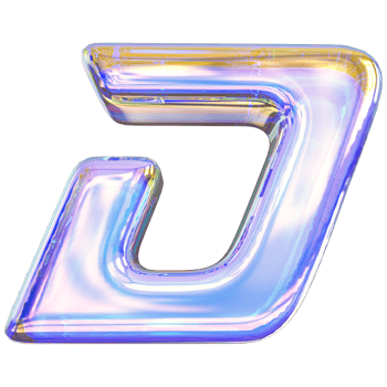 Gradient letter D font 3d render png
