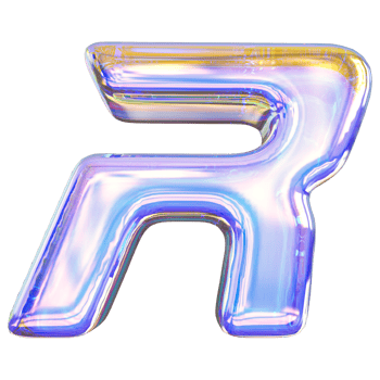 Gradient letter R font 3d render png