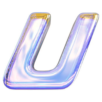 Gradient letter U font 3d render png