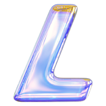 Gradient letter L font 3d render png