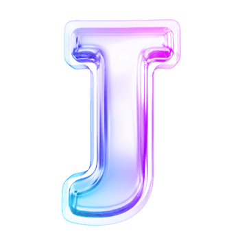 Gradient letter J font 3d render png