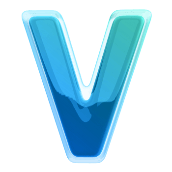 Gradient letter V font 3d render png