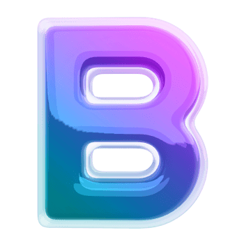 Gradient letter B font 3d render png