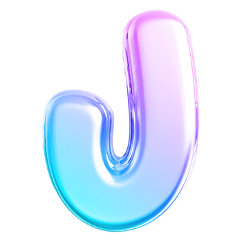 Gradient letter J font 3d render png