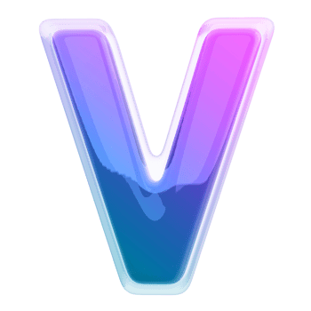 Gradient letter V font 3d render png